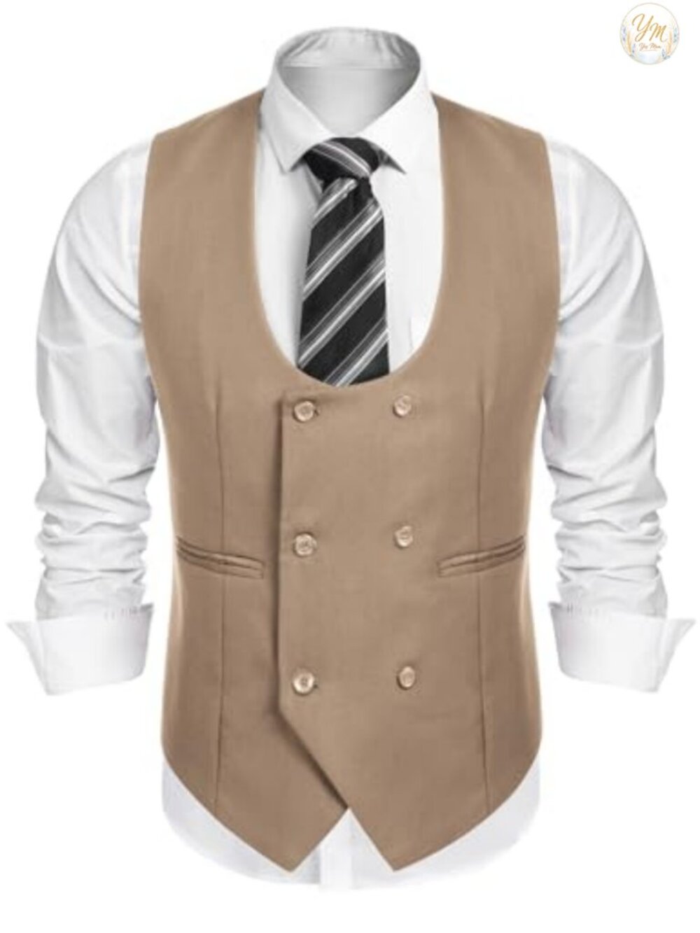 Men's Slim Fit Double Breasted Suit Vest Formal Waistcoat